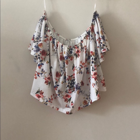Bershka Tops - Bershka Floral strapless top
